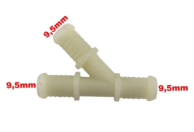 Conector Emenda Tipo Y 3 Saídas Mangueira Quick 3/8 9,5mm - Paraiso das Mangueiras