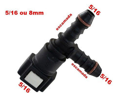 Conector Engate Rapido Gasolina 5/16 8mm ( T ) - Paraiso das Mangueiras