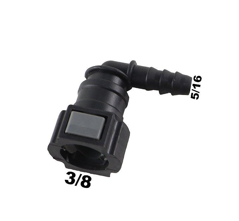 Conector Quick 90 Graus Mangueira Injeção 5/16 Para 3/8 - Paraiso das Mangueiras