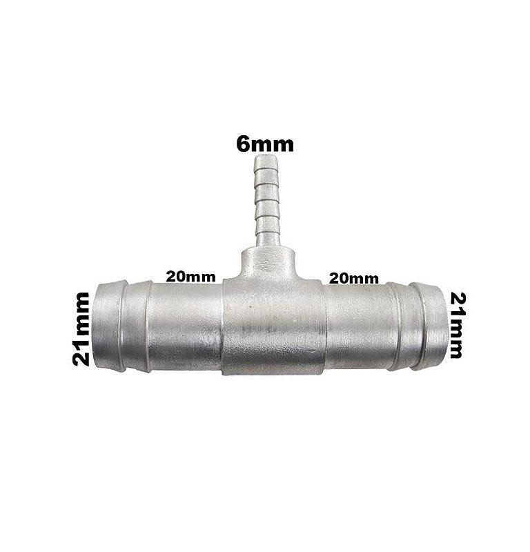 Conexão Alumínio Tee Redução Adaptação 20x6x20mm Universal - Paraiso das Mangueiras