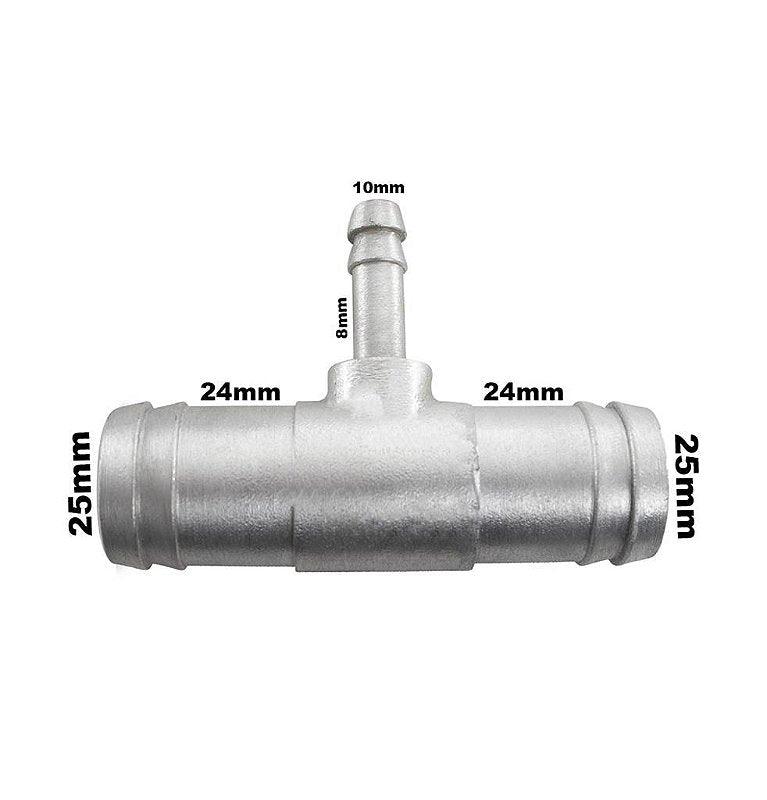 Conexão T Aluminio com Redução 24x8x24mm Adaptação Universal - Paraiso das Mangueiras