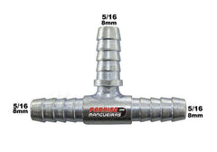 Conexão T Alumínio Mangueira Adaptação 5/16 8mm Universal - Paraiso das Mangueiras