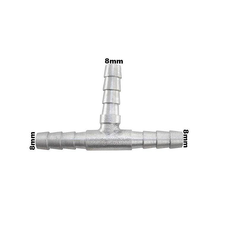 Conexão T Alumínio Mangueira Adaptação 5/16 9mm Universal - Paraiso das Mangueiras
