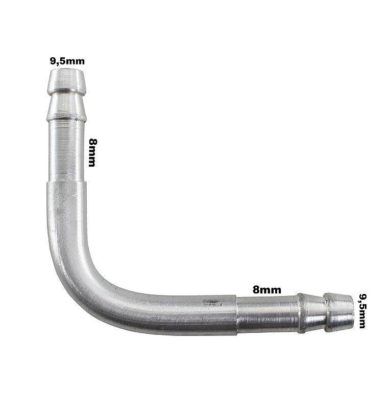 Cotovelo Conexão Aluminio 5/16 8mm Curva 90 Graus Universal - Paraiso das Mangueiras