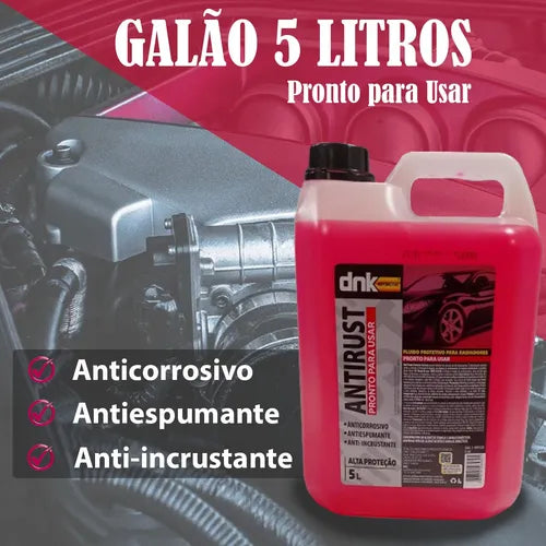 Aditivo Arrefecedor Para Radiador Galão 5L Solução Rosa Dnk