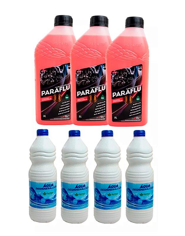 Kit 3 Aditivo Paraflu Concentrado + 4 Águas Desmineralizada - Paraiso das Mangueiras