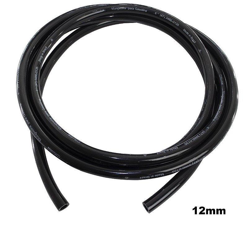 Mangueira Combustível 12mm Preta (metro) Adaptação - Paraiso das Mangueiras