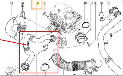 Mangueira Intercooler Lado Direito Master 2.3 16V 144605593R - Paraiso das Mangueiras