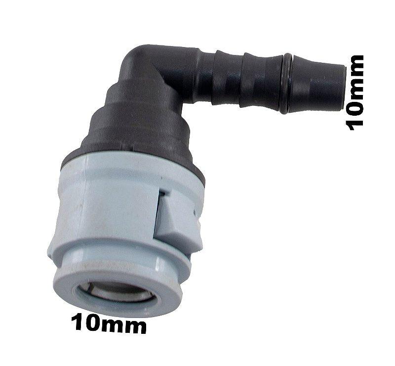 Quick Conector 90 Graus Longo 10mm - Paraiso das Mangueiras