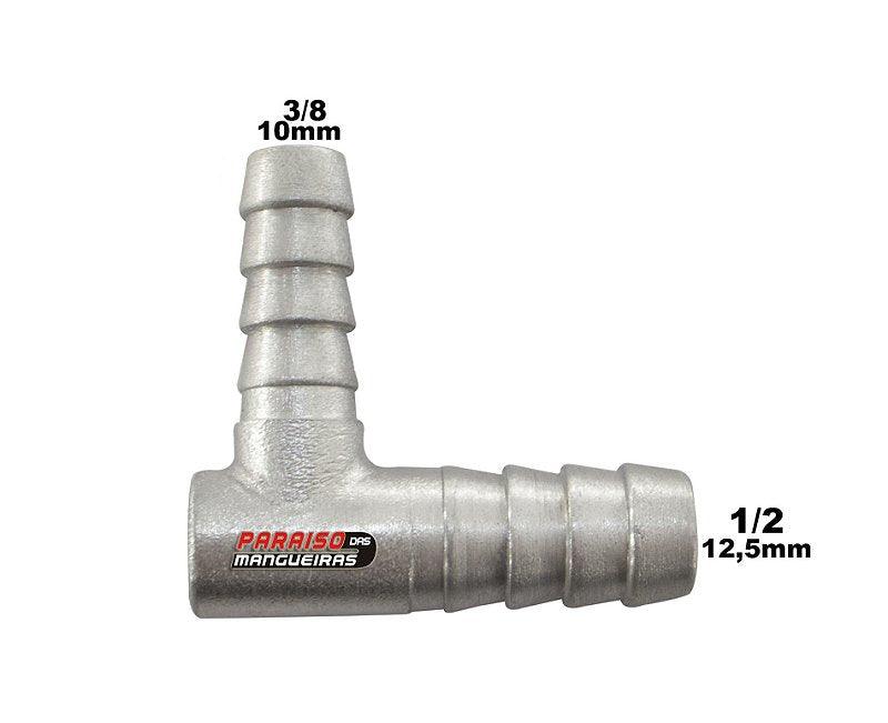 Tubo Cotovelo Adaptação Aluminio Mangueira 1/2 para 3/8 - Paraiso das Mangueiras