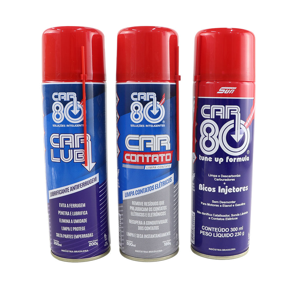 Kit Descarbonizante Car80 Limpa Contato Desengripante Spray