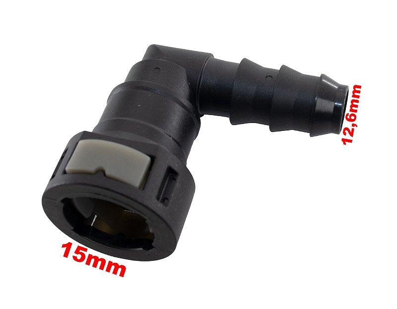 Conector Quick 90 Graus Mangueira Injeção 15mm X 12,6mm - Paraiso das Mangueiras