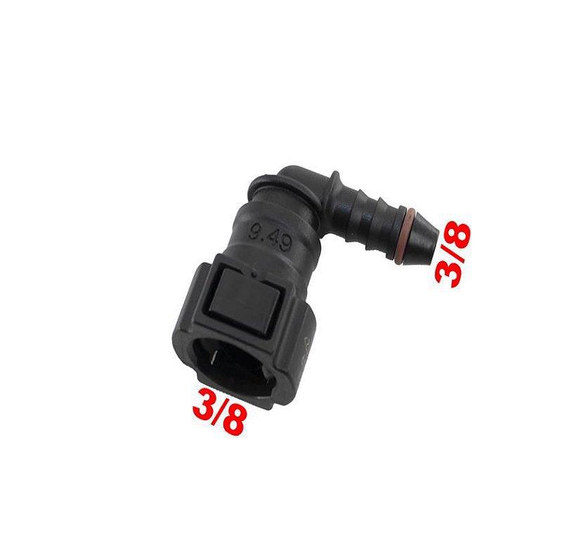 Conector Quick 90 Graus Mangueira Injeção 3/8 - Paraiso das Mangueiras Imagem principal do produto