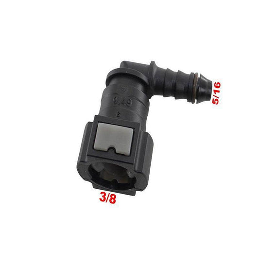 Conector Quick 90 Graus Mangueira Injeção 5/16 Para 3/8 - Paraiso das Mangueiras