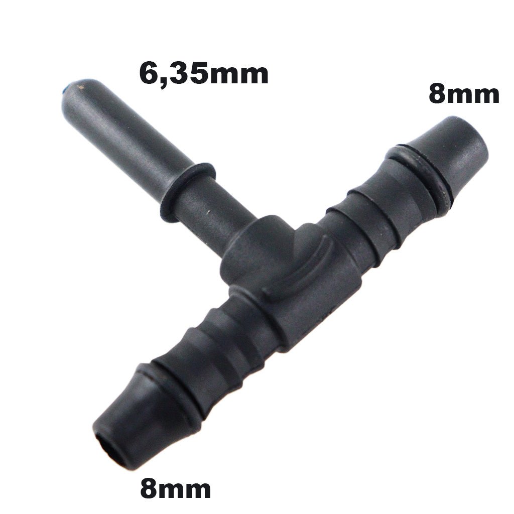 Conector Tee Tubo 8mm X 6,35 Emenda Universal Mangueira