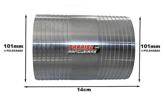 Conexão Nipe 101mm 4 Polegadas Alumínio Emenda Universal - Paraiso das Mangueiras