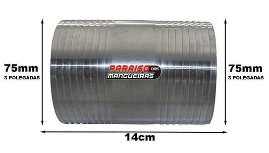 Conexão Nipe 75mm 3 Polegadas Alumínio Emenda Universal - Paraiso das Mangueiras