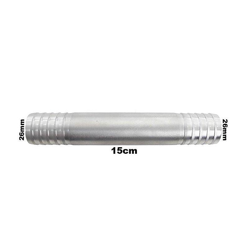 Conexão Nipe Emenda Alumínio 15cm x 25mm Adaptação Universal - Paraiso das Mangueiras Imagem principal do produto