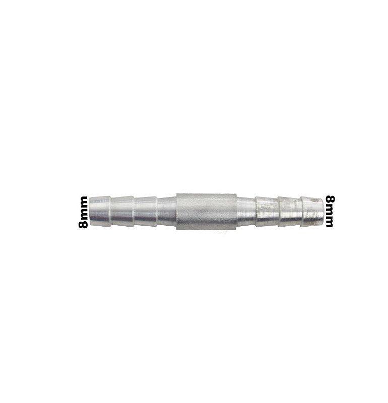 Conexão Nipe Mangueira 8mm Alumínio Emenda Universal - Paraiso das Mangueiras