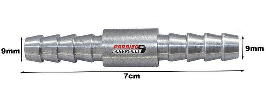 Conexão Nipe Mangueira 9mm Alumínio Emenda Universal - Paraiso das Mangueiras