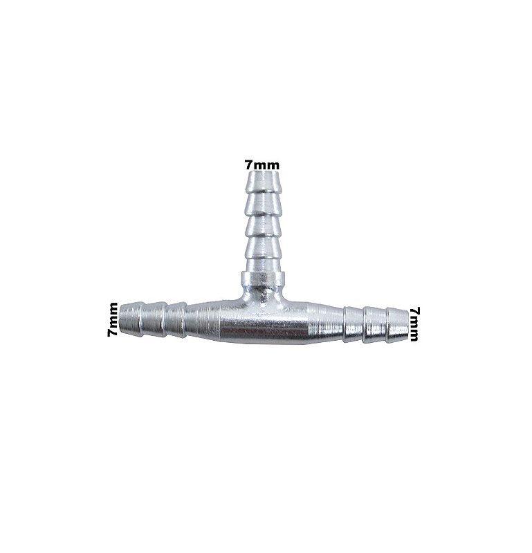 Conexão T Alumínio Mangueira Adaptação 1/4 6,5mm Universal - Paraiso das Mangueiras