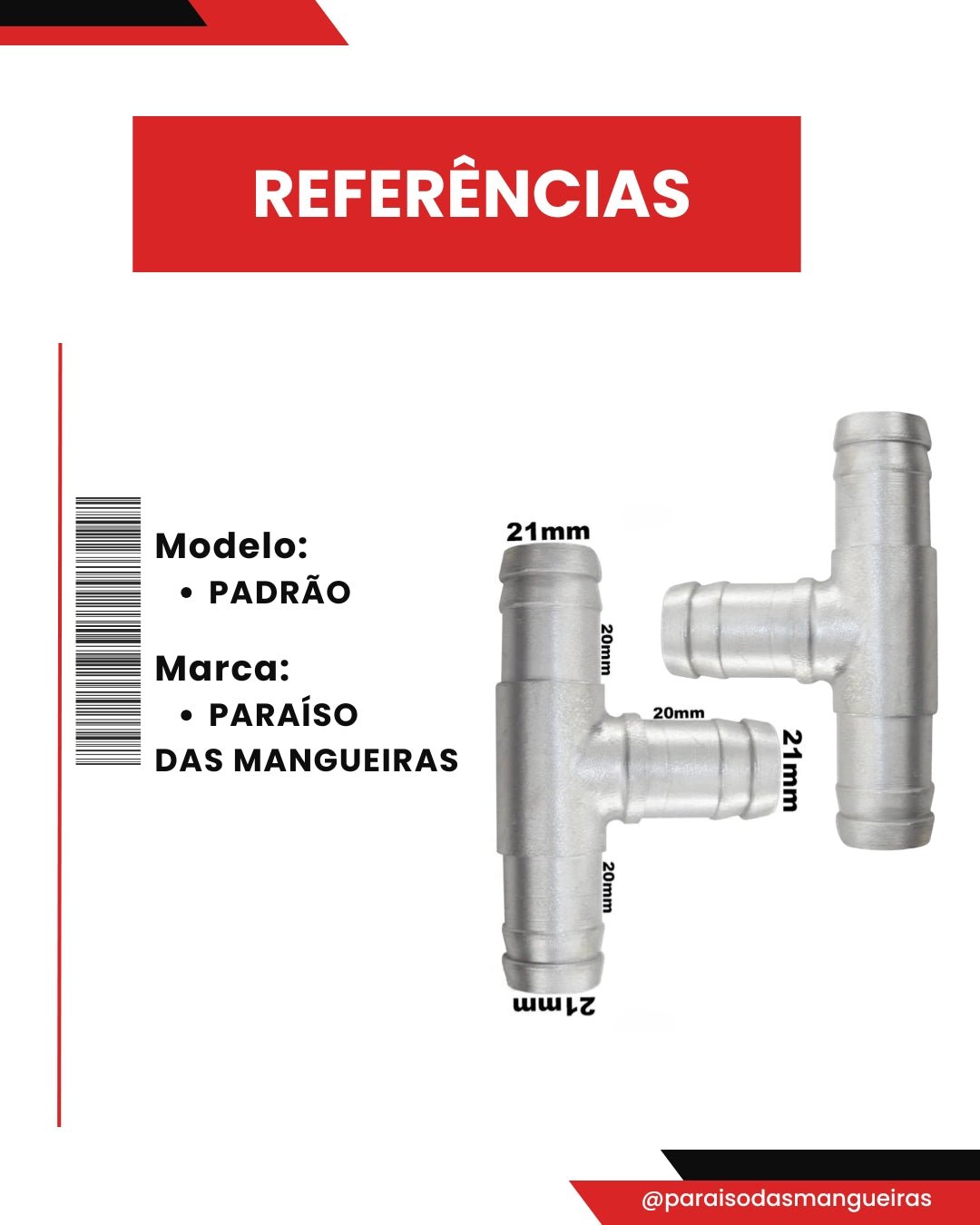 Conexão T Alumínio Mangueira Adaptação 3/4 19mm Universal - Paraiso das Mangueiras