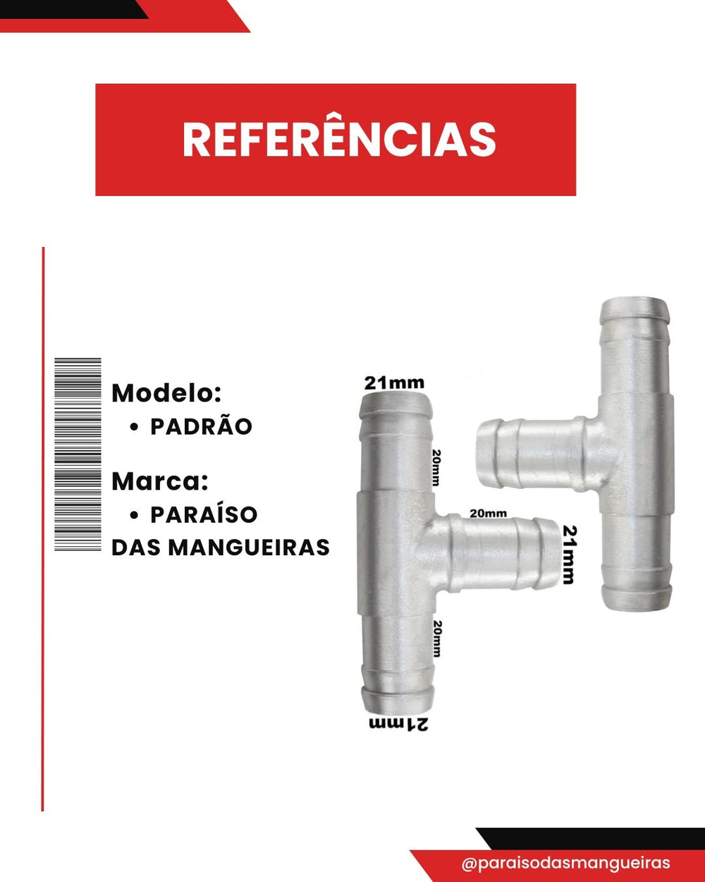Conexão T Alumínio Mangueira Adaptação 3/4 19mm Universal - Paraiso das Mangueiras