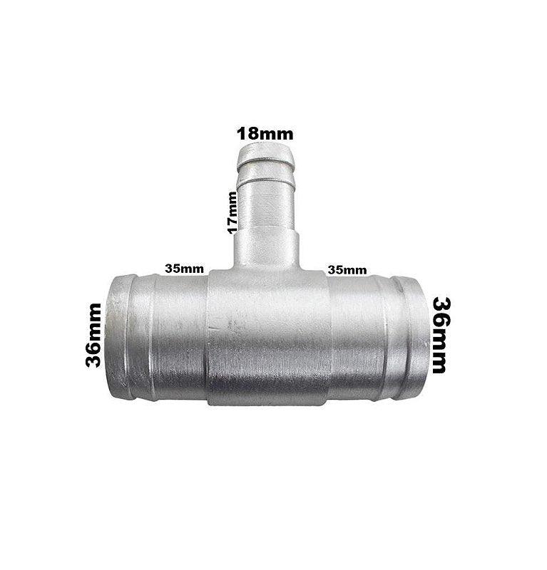 Conexão T Aluminio Radiador Adaptação 35X17X35mm Universal - Paraiso das Mangueiras Imagem principal do produto