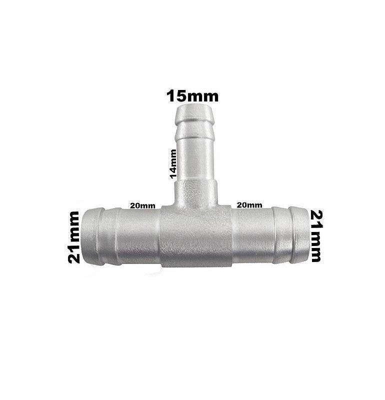 Conexão T Aluminio Redução 20x14x20mm Adaptação Universal - Paraiso das Mangueiras Imagem principal do produto