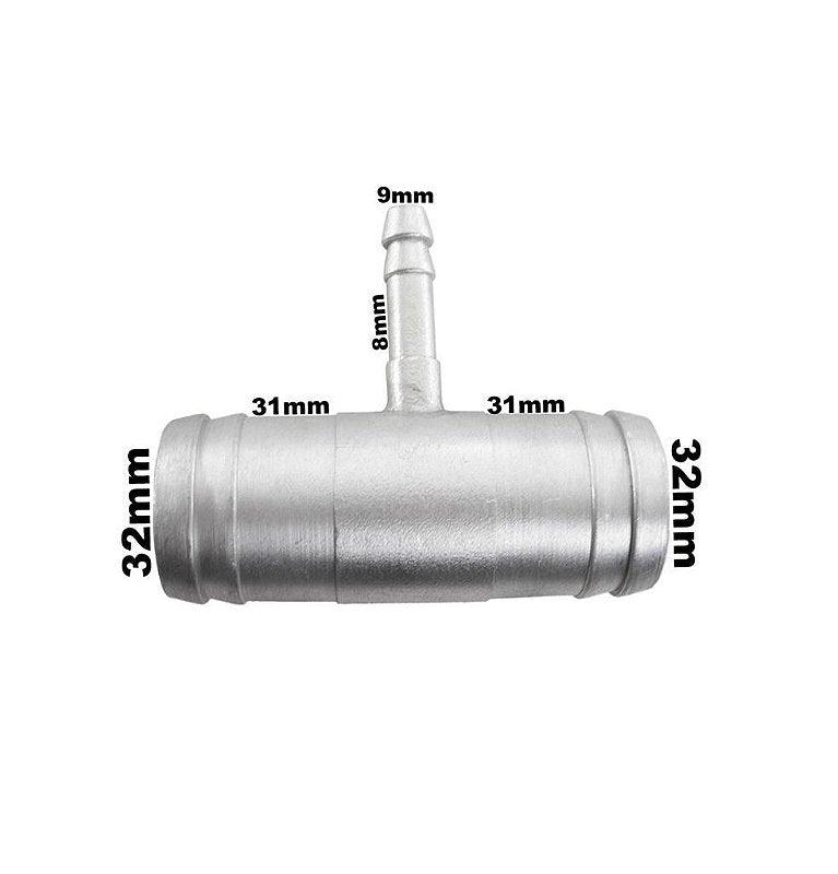Conexão T Aluminio Redução 30x8x30mm Adaptação Universal - Paraiso das Mangueiras Imagem principal do produto