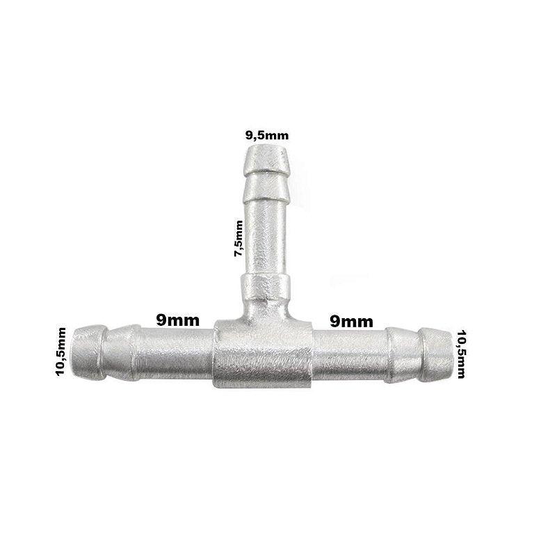 Conexão T Aluminio Redução 9x8x9mm Adaptação Universal - Paraiso das Mangueiras Imagem principal do produto