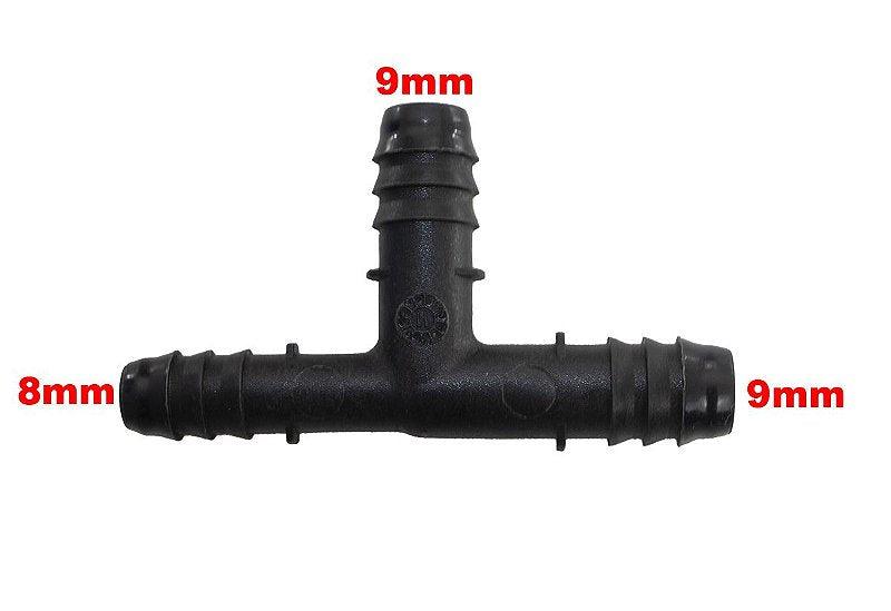 Conexão Tee Quick Universal 9mm Plástico - Paraiso das Mangueiras Imagem principal do produto