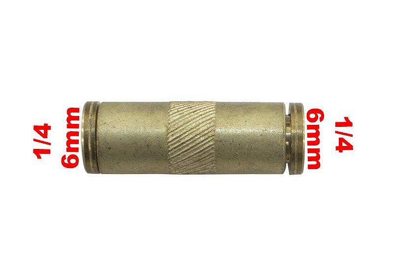 Conexão União Emenda Tecalon 1/4 6mm Universal - Paraiso das Mangueiras