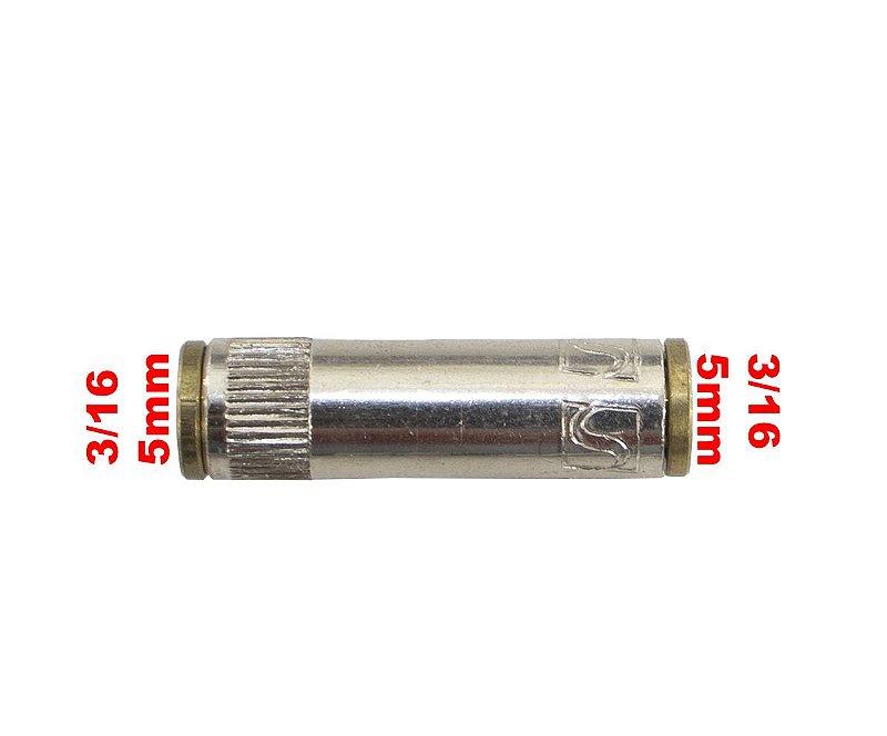 Conexão União Emenda Tecalon 5mm 3/16 Universal - Paraiso das Mangueiras Imagem principal do produto