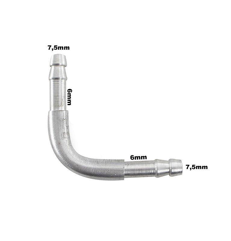 Cotovelo Conexão Alumínio 1/4 6mm Curva 90 Graus Universal - Paraiso das Mangueiras