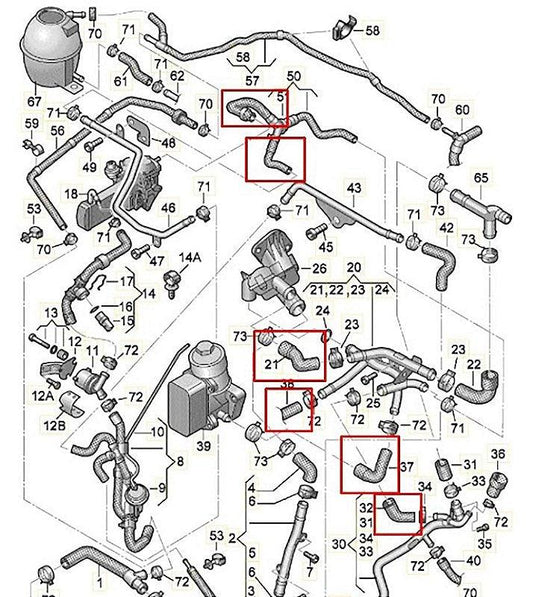 Kit 6 Mangueiras Cano agua Amarok 2.0 16v 2010 em diante - Paraiso das Mangueiras