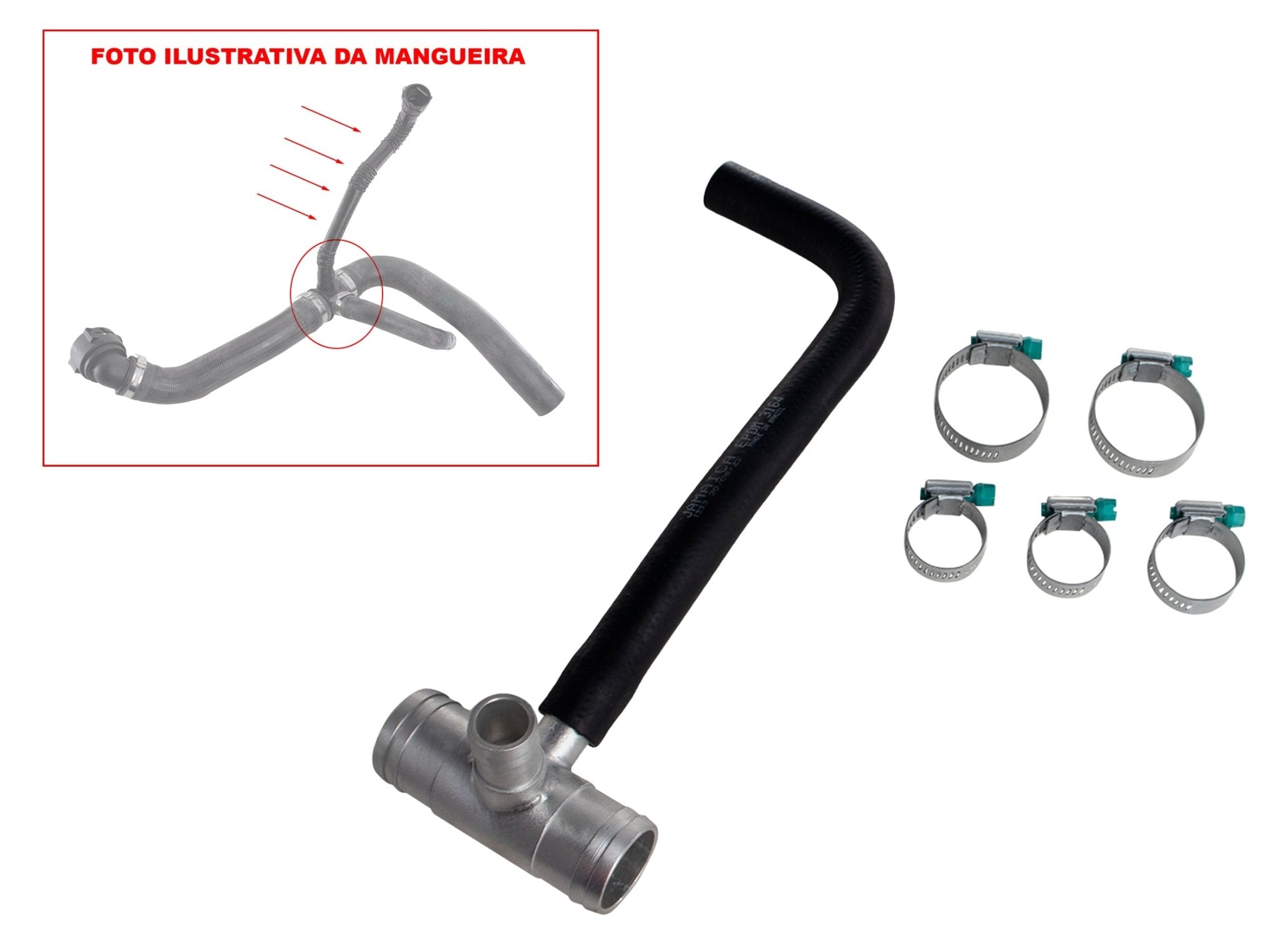 Kit Mangueira Automotiva + Conexão Alumínio + Abraçadeiras