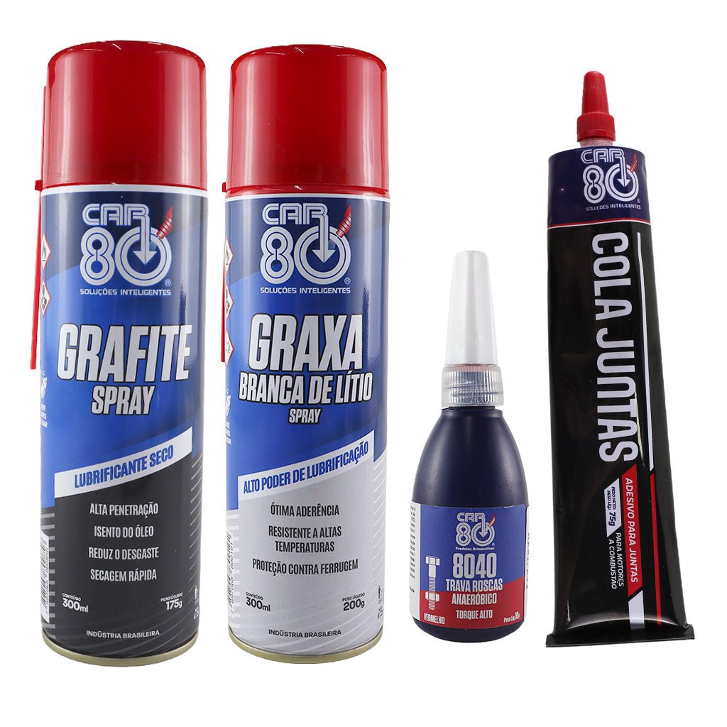 Kit Lubrificação Fixação Peças Motor Graxa Trava Grafite Cola