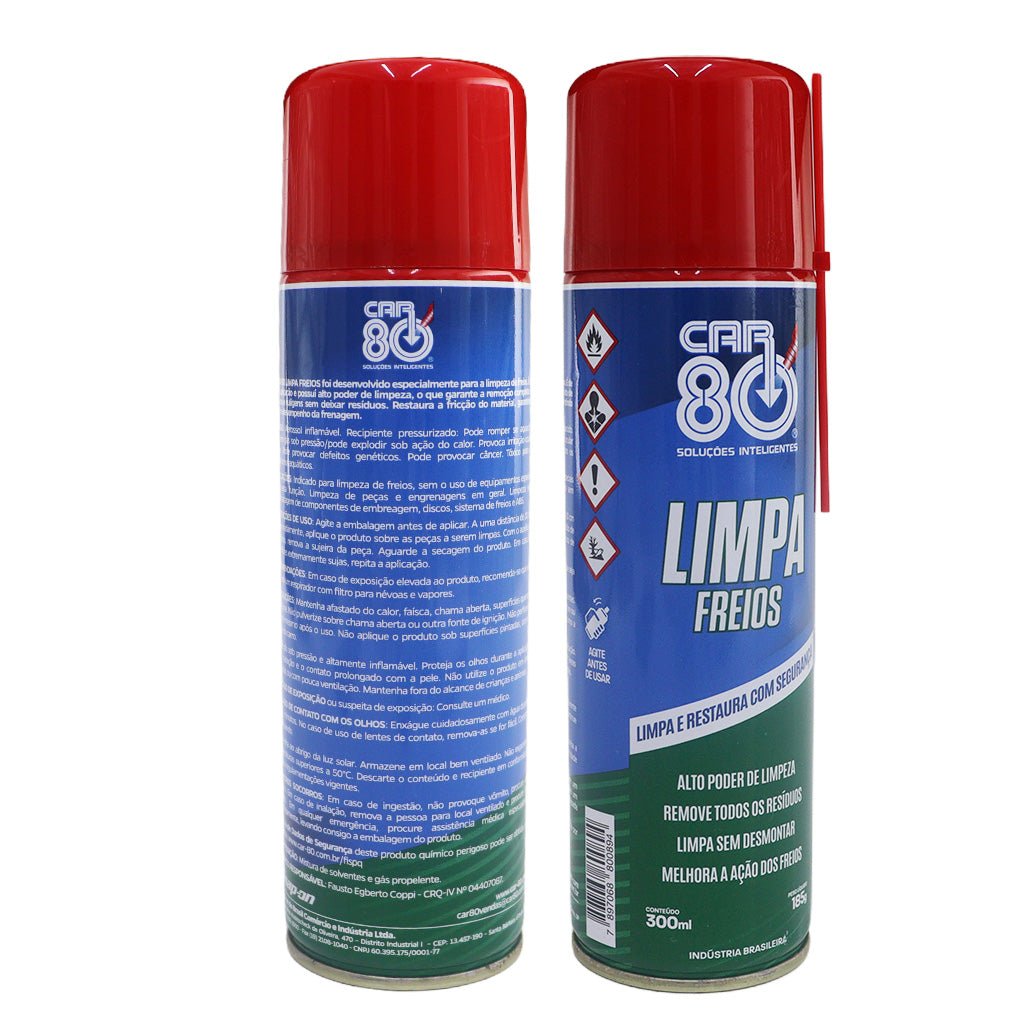 Limpa Freios Car80 Restaura Alto Poder Limpeza Spray 300ml Remove Residuos Pastilhas