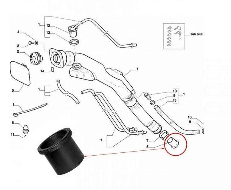 Luva Boca Gargalo Tanque Combustivel Fiat Palio Imagem secundária do produto