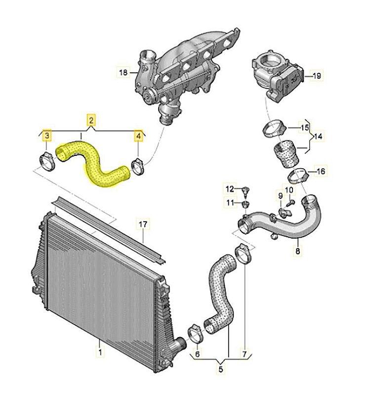 Mangueira Intercooler Amarok 2.0 16V 2010/2020 2H0145980B - Paraiso das Mangueiras