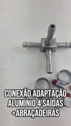 Conexão Adaptação Alumínio Golf 4 Saídas 5/16 + Abraçadeiras