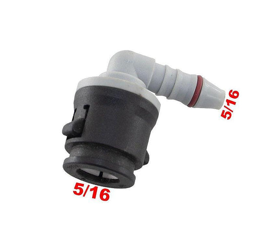Quick Conector 90 Graus Preto 5/16 X 5/16 - Paraiso das Mangueiras