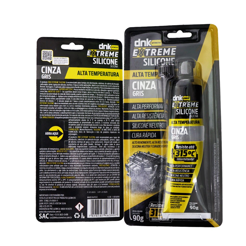 Silicone Alta Temperatura Cinza Dnk Extreme 90g Adesivo Cola