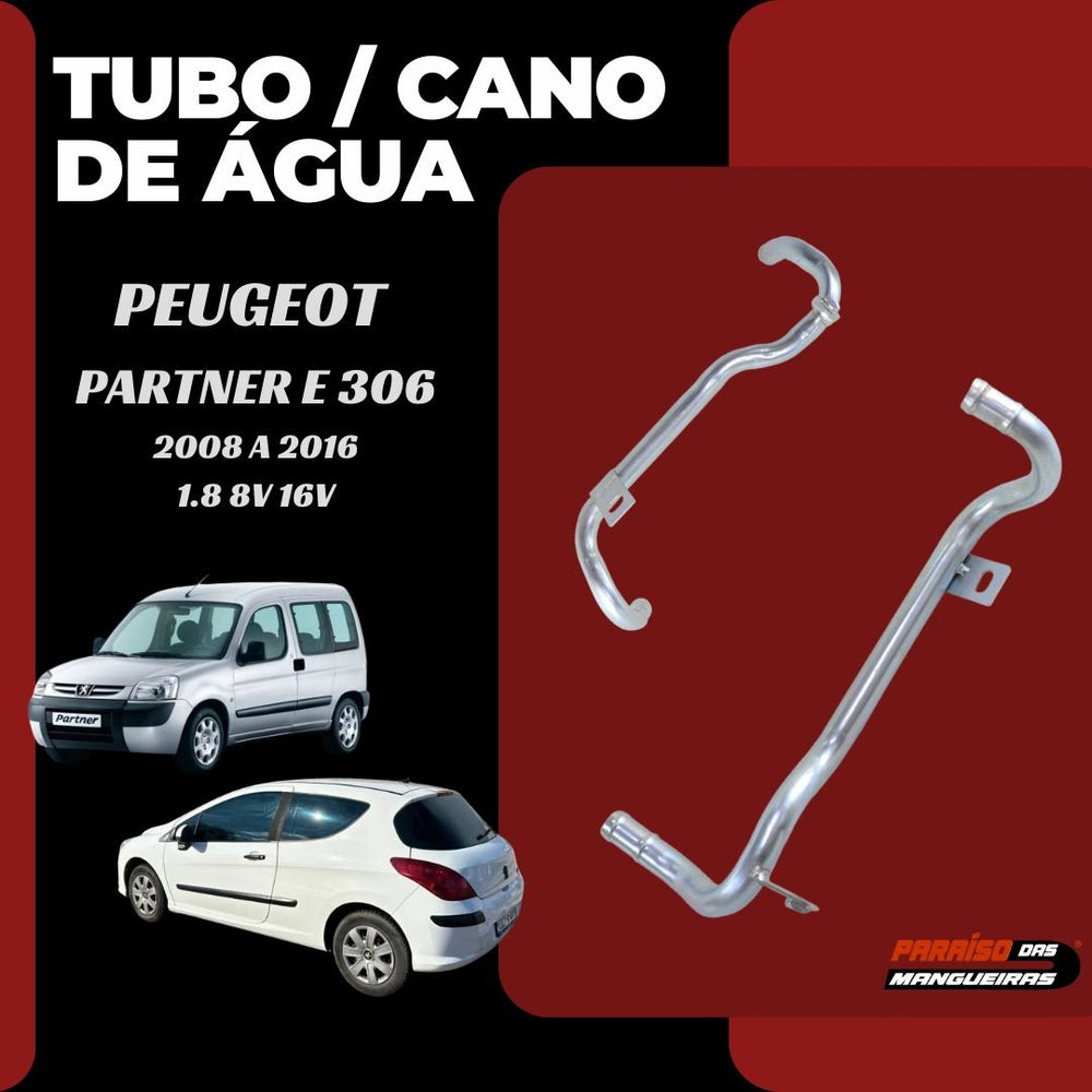 Tubo Cano Água Peugeot Partner 306 1.8 8V 16V 2008/2016 6464qz - Paraiso das Mangueiras