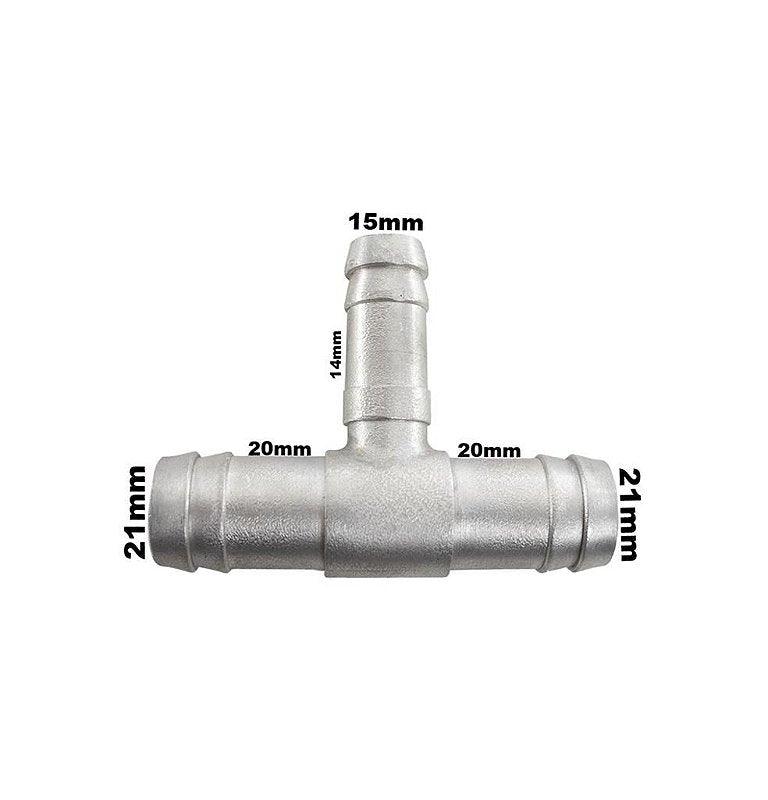 Tubo Conexão T Aluminio S10 20x14x20mm Adaptação - Paraiso das Mangueiras Imagem principal do produto