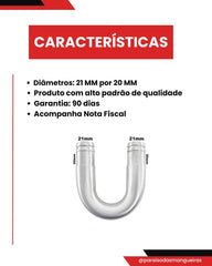 Tubo U Adaptador Para Isolar Ar Quente 19mm Unirversal + Abraçadeiras - Paraiso das Mangueiras