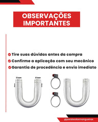 Tubo U Adaptador Para Isolar Ar Quente 19mm Unirversal + Abraçadeiras - Paraiso das Mangueiras